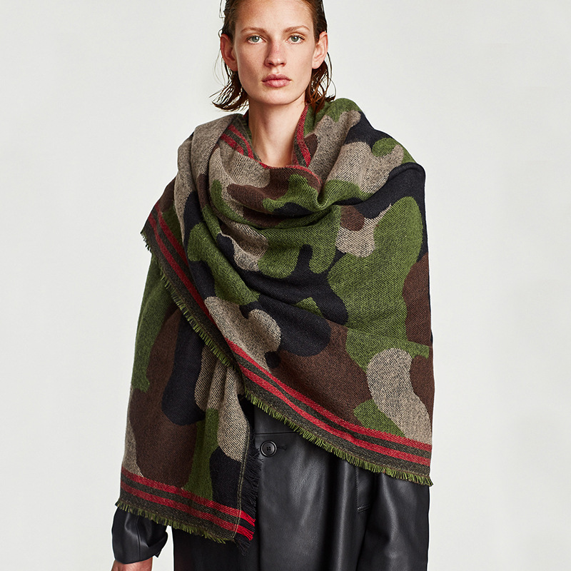 Cashmere Pashmina Wrap - Camouflage Leopard Print Echarpes Women Imitation