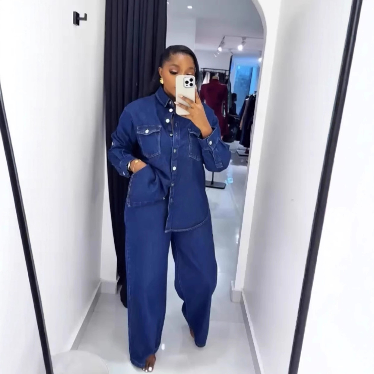 Jeans 2 Piece Sets Women Denim - Down Jacket Packable 评论和价格