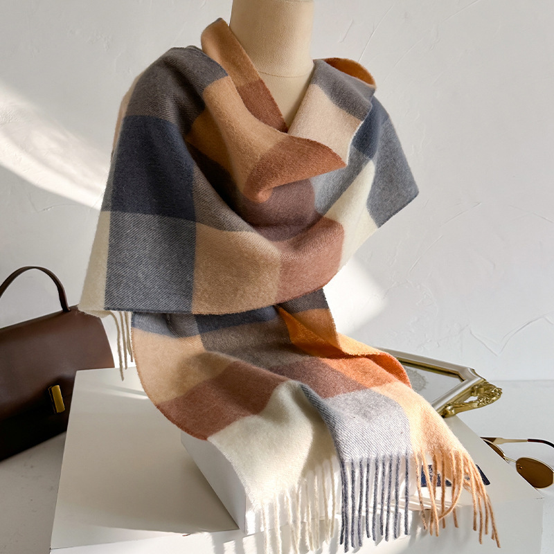 100% Wool Checked Scarf Women  - Wool Scarf Men 评论和价格