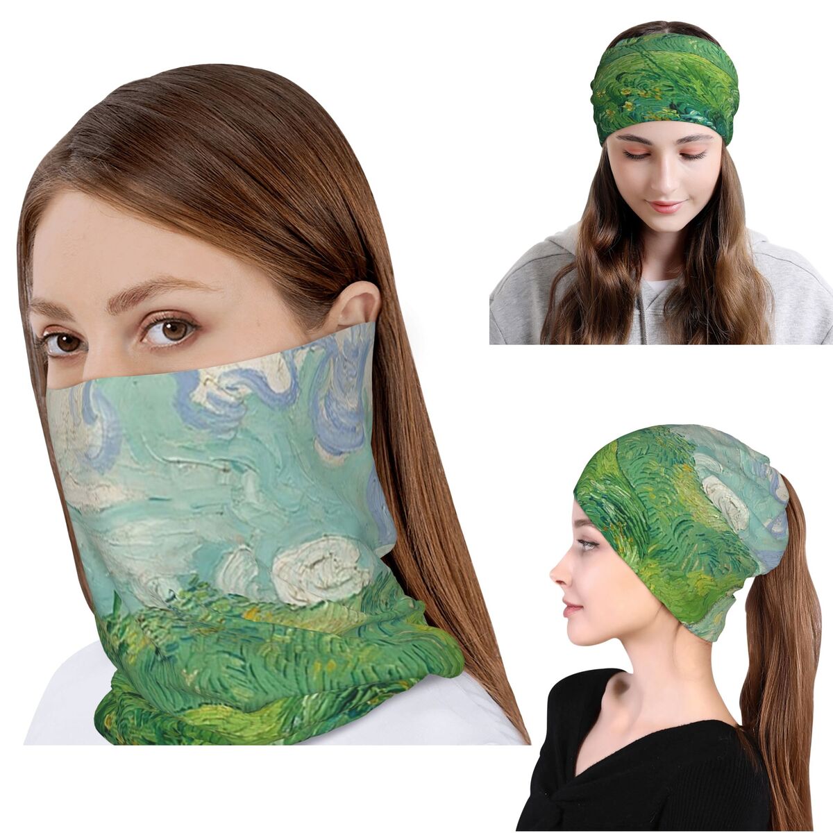 Green Wheat Fields, Auvers, Vi - Knit Beanie Hat Warm 评论和价格